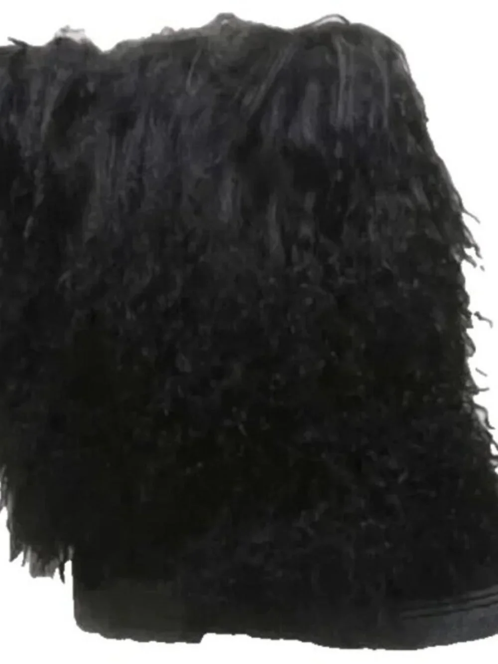 Bearpaw Boetis Black Curly Lamb Fur Sheepskin Lined Sherpa Boho Boots 6 NEW